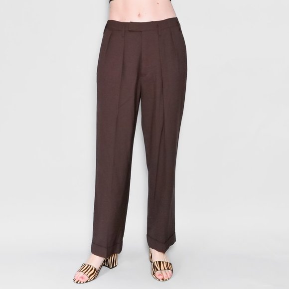 673. RALPH LAUREN Collection Brown Virgin Wool Trousers 30.5” Medium - Picture 1 of 8